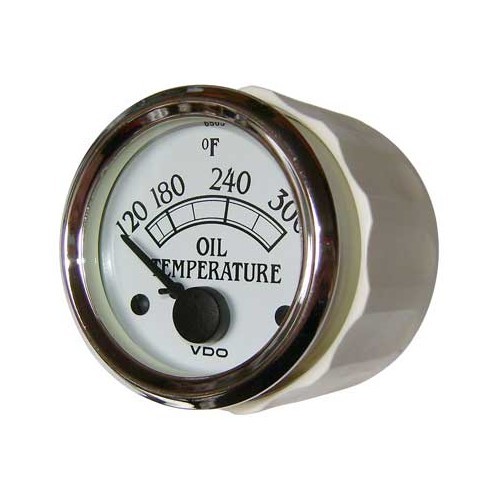     
                
                
    Manometer VDO van de olietemperatuur Royale 120-300°F wit & chroom - UB10060
