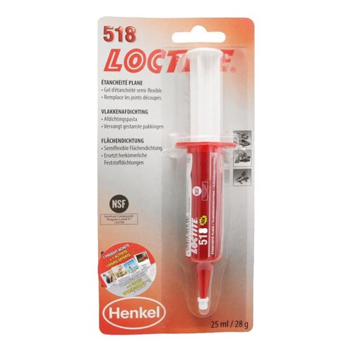  LOCTITE 518 pasta para juntas planas instantánea semiflexible de resistencia media - jeringa - 25ml - UB25026 