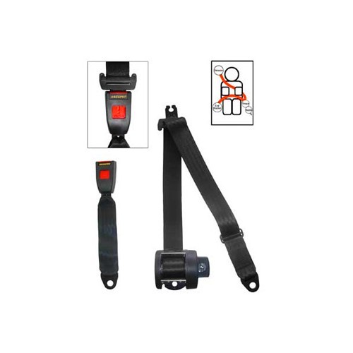  3-point SECURON black rear seatbelt with inertia reel - UB38030 