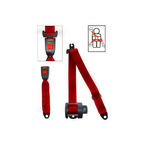  3-point SECURON red rear seatbelt with inertia reel - UB38031 