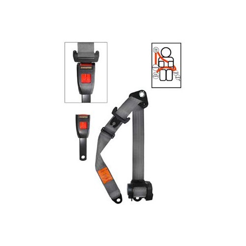  Correia dianteira cinzenta Securon 4 pontos - com retractor - UB38084 