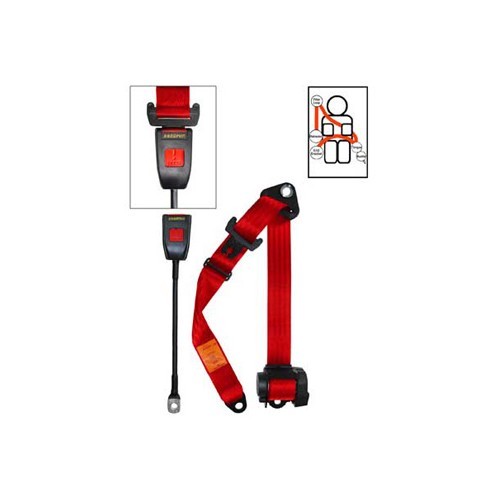  Cinturón Securon delantero rojo 4 puntos 45 cm - con enrollador - UB38101 