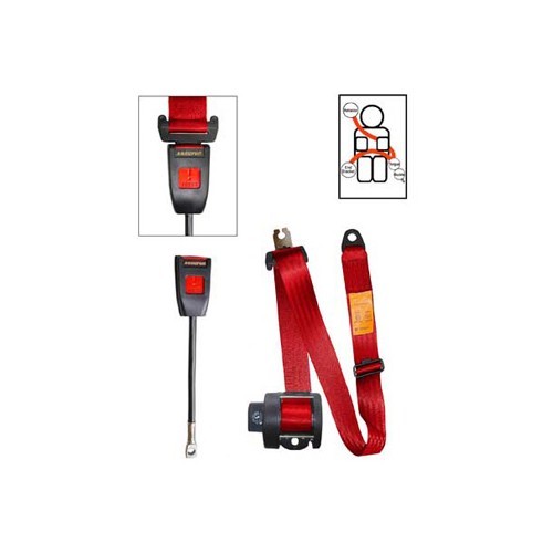  Cintura Securon anteriore rossa 3 punti 30 cm- con avvolgicavo - UB38121 