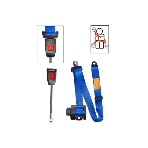  Cinturón Securon delantero azul 3 puntos 30 cm - con enrollador - UB38122 