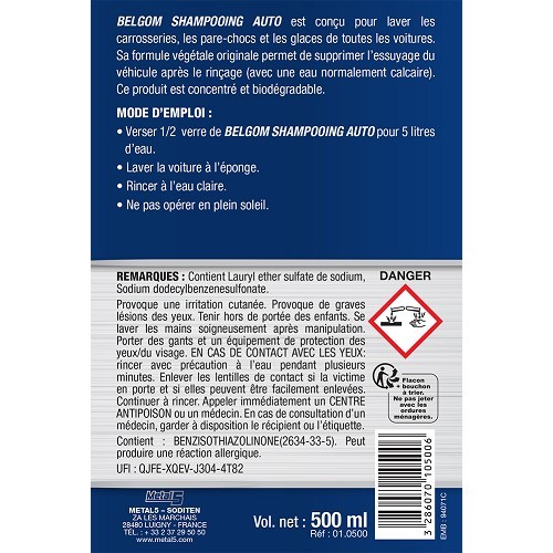 BELGOM geconcentreerde shampoo voor carrosserie - fles - 500ml - UC01000