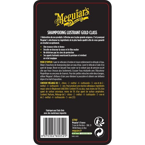 MEGUIAR'S Gold Class Glanzshampoo für Karosserie - Flasche - 500ml - UC02803