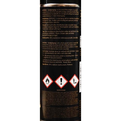 AUTOSOL Cockpit Cleaner Spray para plástico e painel de instrumentos - aerossol - 300ml - UC04026