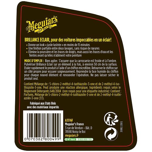 MEGUIAR'S Quick Detailer per carrozzeria - Bomboletta spray da 473 ml - UC04049