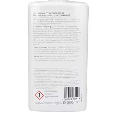 Nettoyant et brillant pneus AUTOGLYM - en spray - 500ml - UC04120