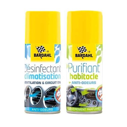 BARDAHL kit con desinfectante y purificador para aire acondicionado y habitáculo - aerosol 2x 125ml