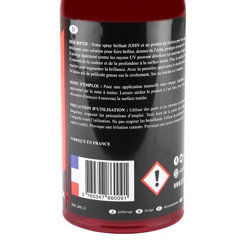 CLEANESSENCE Detailing JOHN Exterior Plastic and Tire Gloss - 500ml - UC04520