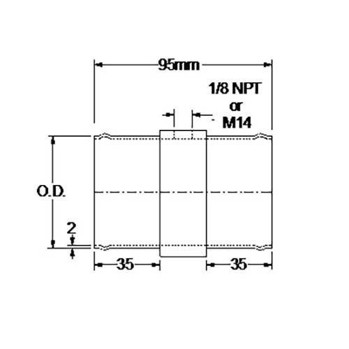  Samco aluminium coupling for water hose - 32 mm and 1/8 NPT sender - UC19000-1 