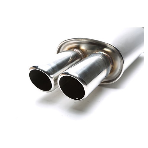 Universal muffler with double round bevelled outlet - UC24878