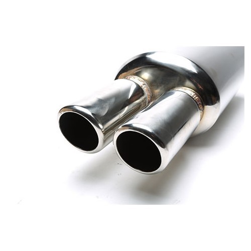 Universal muffler with double round bevelled outlet - UC24882