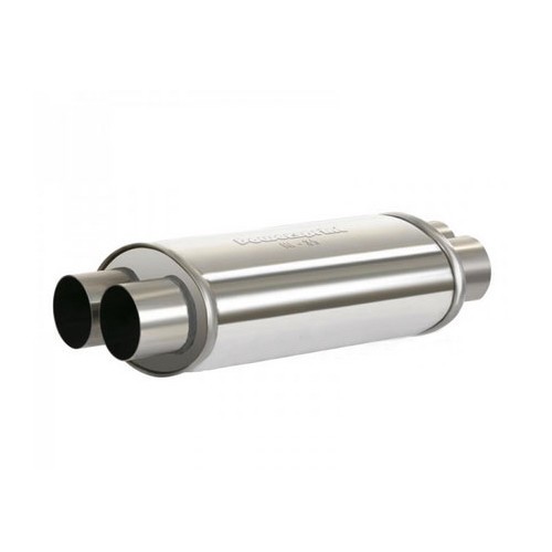  Silenziatore di scarico doppio in acciaio inox (65 mm) - UC24904 