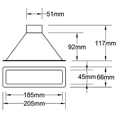 Cuchara de aire rectangular - 205 x 65 mm - UC25180