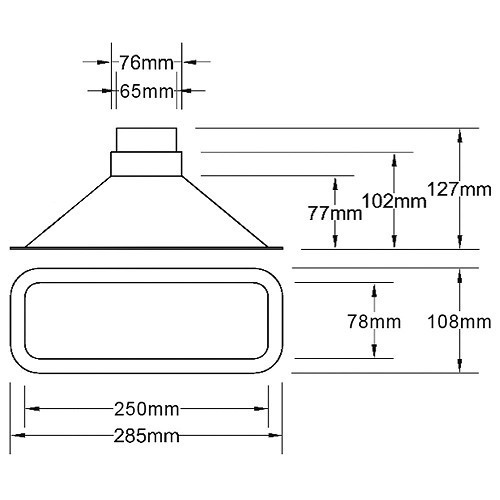 Écope d'air rectangulaire - 285 x 108 mm - UC25181