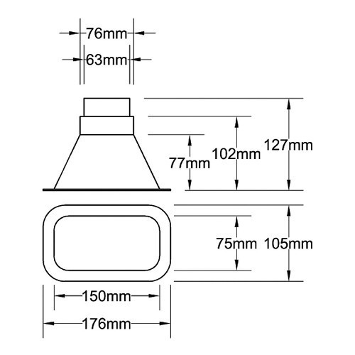 176x105mm for Boa 63mm rectangular air scoop - UC25186