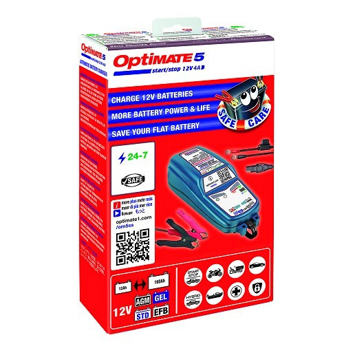 Optimate 5 start/stop : Charger to test, charge and maintain the charge of your 12 V battery - UC30007