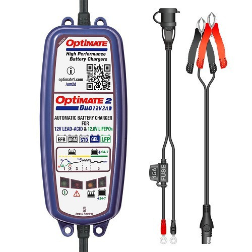 5-stufige OPTIMATE 2 DUO 12/12,8V 2A Batterielade- & -wartungsgerät für versiegelte Batterien - UC30067