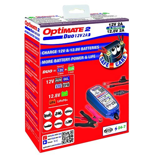 5-stufige OPTIMATE 2 DUO 12/12,8V 2A Batterielade- & -wartungsgerät für versiegelte Batterien - UC30067