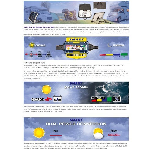 Caricabatterie solare OPTIMATE 40W per la manutenzione della batteria  - UC30073