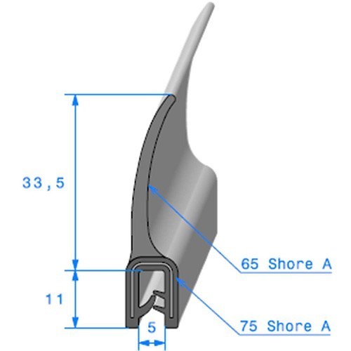  Joint de coffre sur armature métallique - 15 x 29 mm - UC30310 