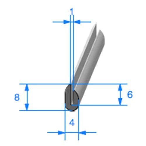  U-förmige Abschlussdichtung - 4 x 8 mm - UC30350 