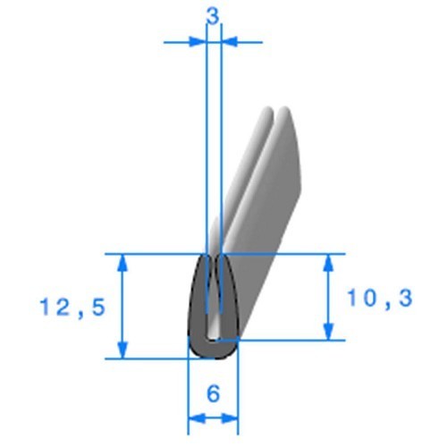  U-förmige Abschlussdichtung - 6 x 12,5 mm - UC30365 