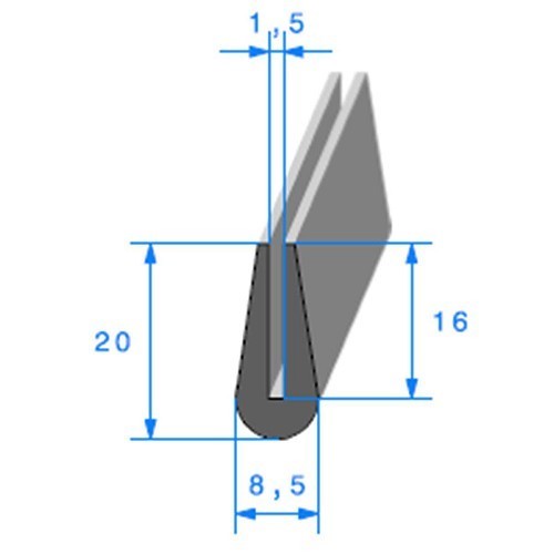  Joint de finition en U - 8,5 x 20 mm - UC30380 