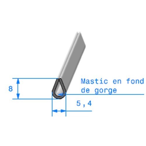  Junta de acabamento com perfil em U - 5,4 x 8 mm - UC30385 