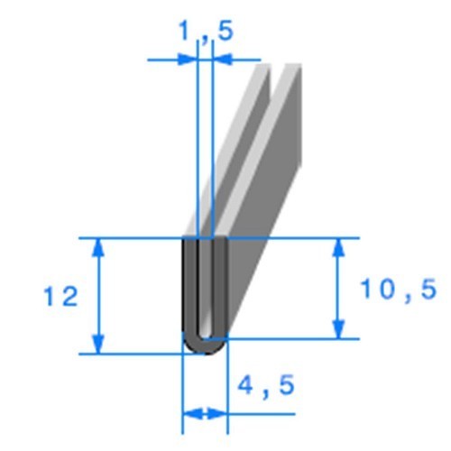  U-förmige Abschlussdichtung - 4,5 x 12 mm - UC30405 