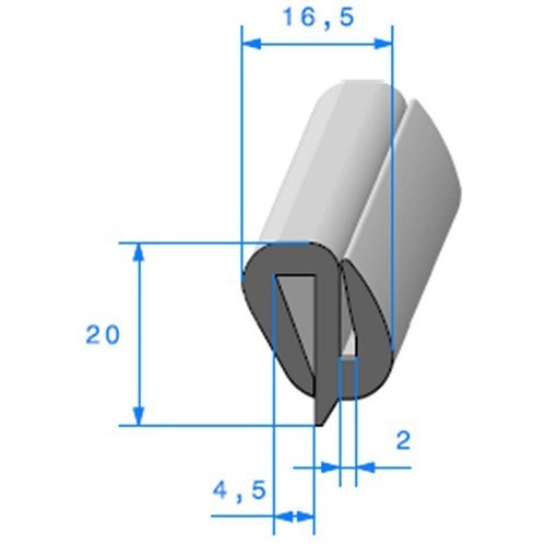  Windschutzscheibendichtung - 16,5 x 20 mm - UC30550 