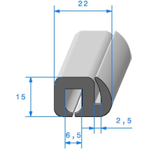  Guarnizione nera del parabrezza - 21,5 x 15 mm - UC30575 