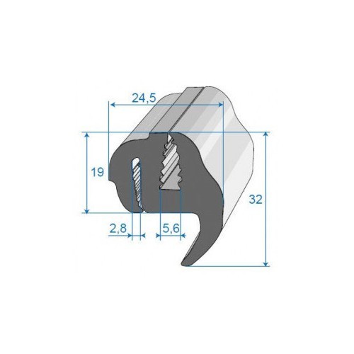  Pakking voorruit zwart - 24,5 x 32 mm - UC30580 