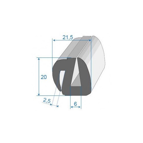  Black windscreen gasket - 21.5 x 20 mm - UC30585 