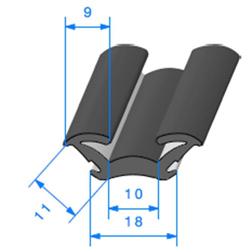  Guida per finestre floccata - 18 x 11 mm - UC30630 