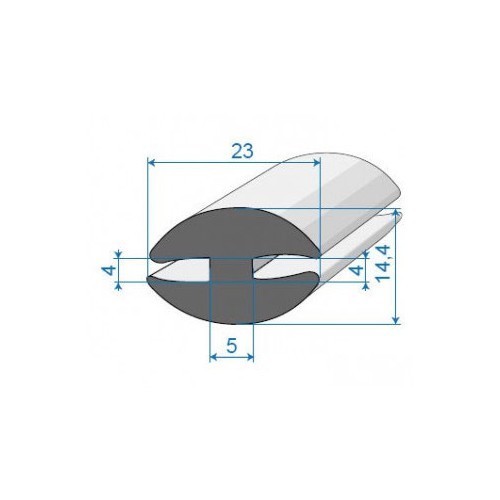  Guarnizione del parabrezza a forma di H - 23 x 14,4 mm - UC30655 