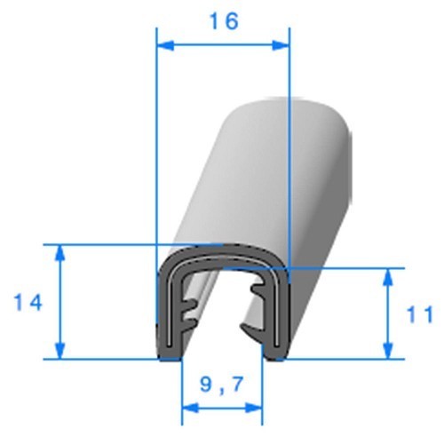  Joint à armature métallique noir - 16 x 14 mm - UC30670 