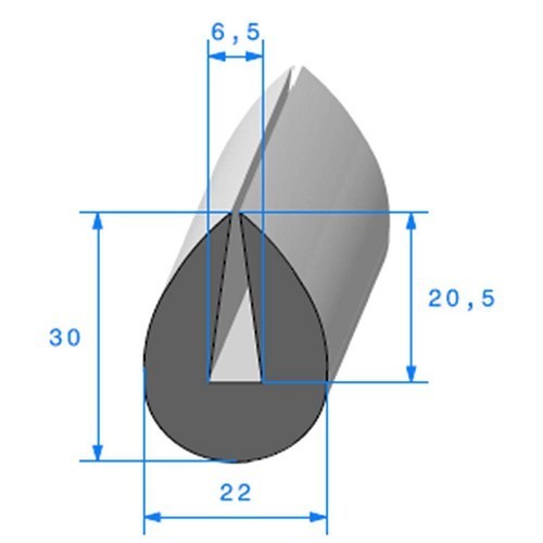  Schwarze U-förmige Abschlussdichtung - 22 x 31 mm - UC30690 