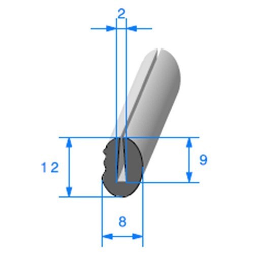  Joint d'entrée de porte noir - 8,5 x 12 mm - UC30695 