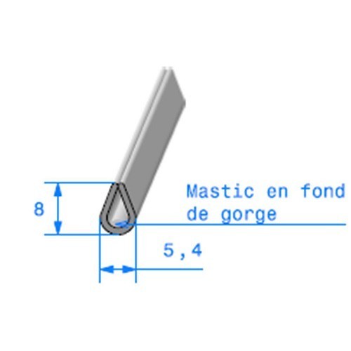  Junta de acabado gris en forma de U - 5,4 x 8 mm - UC30705 