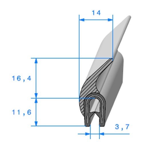  Kastendichtung auf Metallrahmen - 7,5 x 16,4 mm - UC30735 