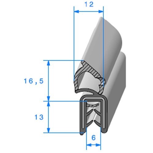  Joint de coffre à armature métallique 12 x 13,6 mm - UC30755 