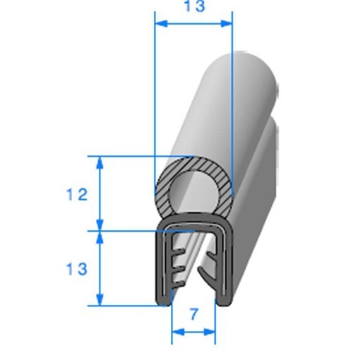  Joint de coffre noir - 13 x 13 mm - UC30770 