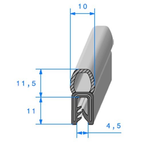  Joint de coffre noir - 10 x 11,5 mm - UC30775 