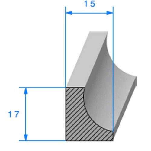  Zwarte deurafdichting - 15 x 17 mm - UC30777 