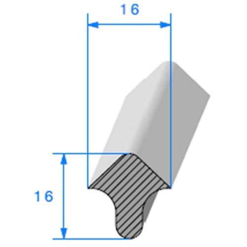  Joint de porte noir - 16 x 16 mm - UC30778 