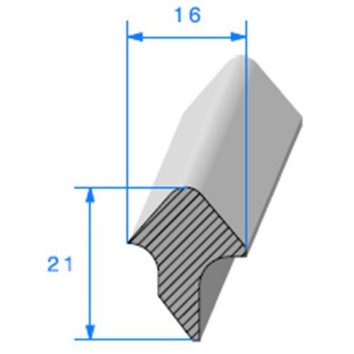  Junta de puerta negra - 16 x 22 mm - UC30780 