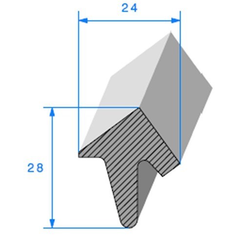  Zwarte deurafdichting - 24 x 28 mm - UC30786 